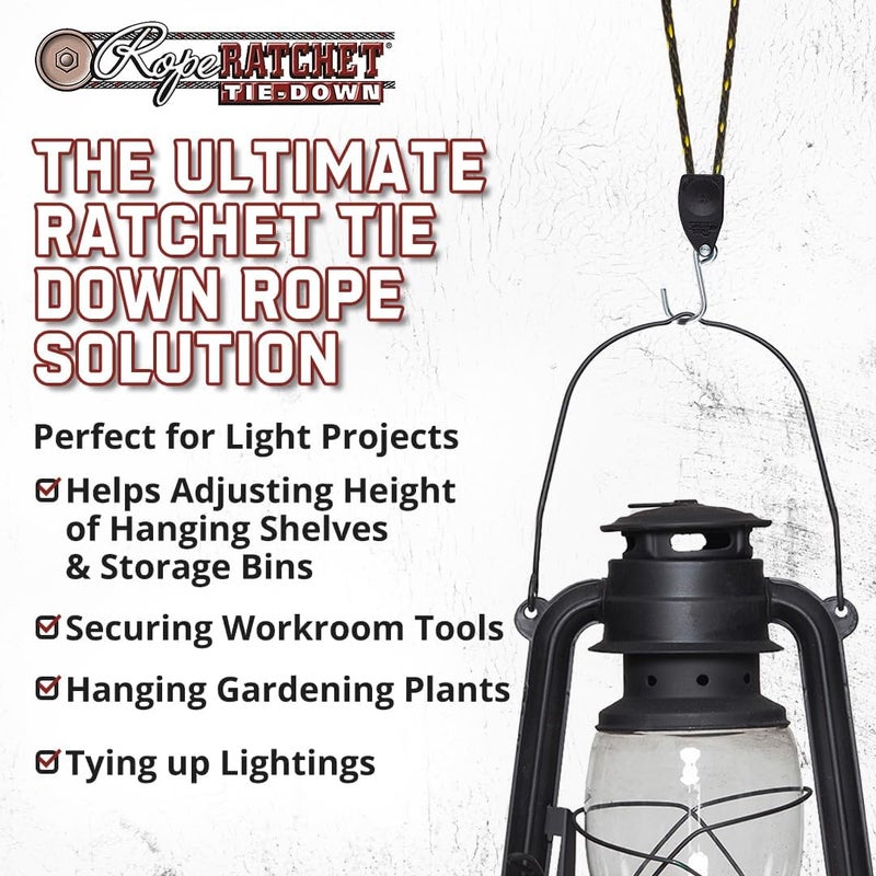 Rope Ratchet 10001-12 1/8" Tie Down Rope with 6' Solid Braided Polyester Rope and 75lb Weight Capacity - Image 4